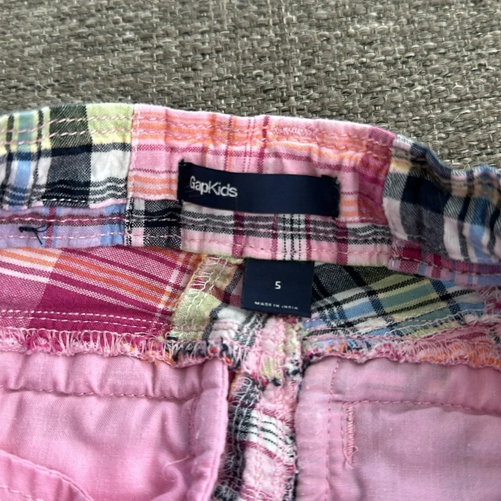 Gap Kids Girls Pink Navy Patchwork Adjustable Waist Shorts Size 5
